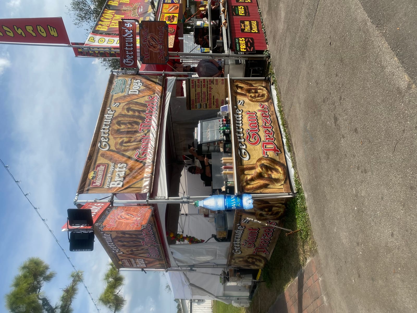 Fresh-baked pretzel dough wrapped around a pretzel dog