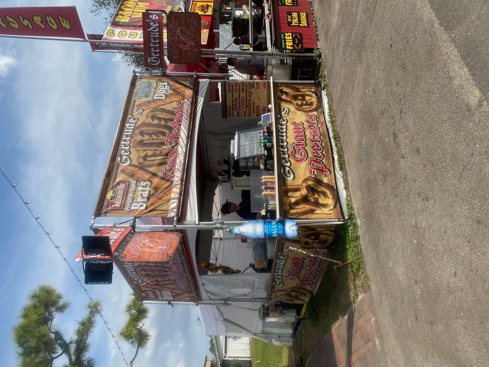 Pretzel wrapped bratwurst fresh from the oven